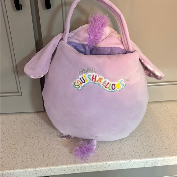 Squishmallows Delzi The Donkey Easter Basket Plush Collectible, Purple / Floral - Picture 2 of 5